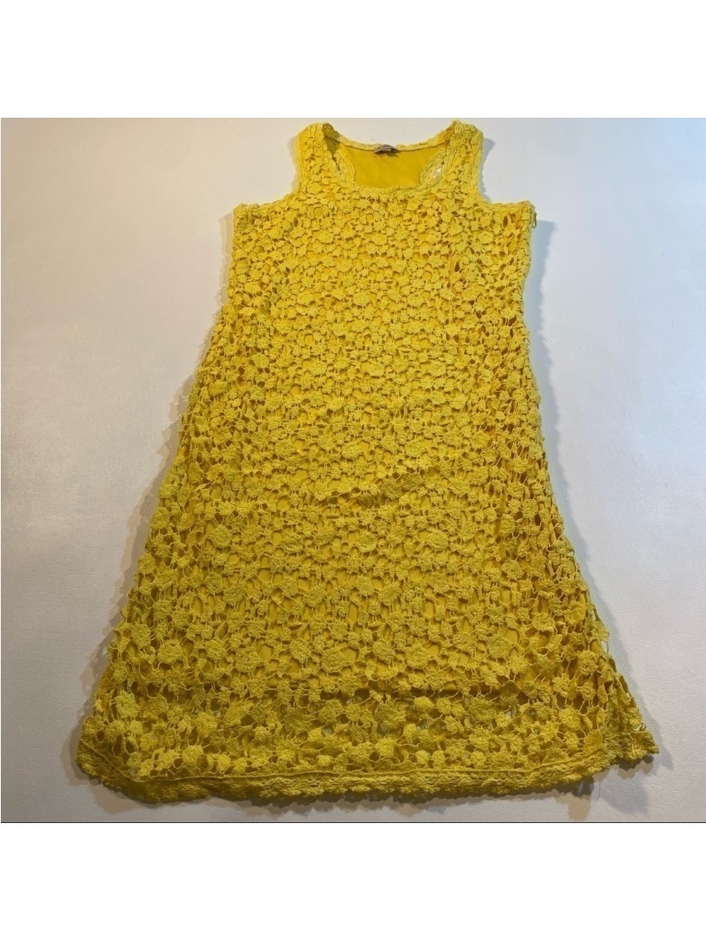 Daniel Cremieux Bright Yellow Crochet Trim Top